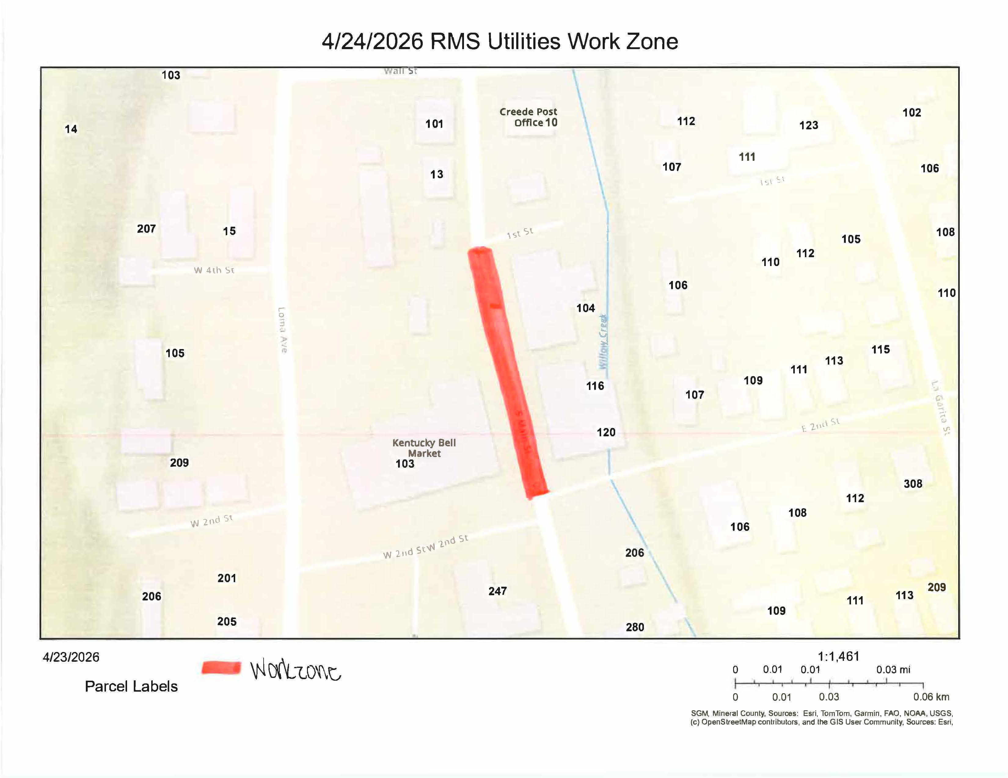Water Service Line Project Road Closure Map