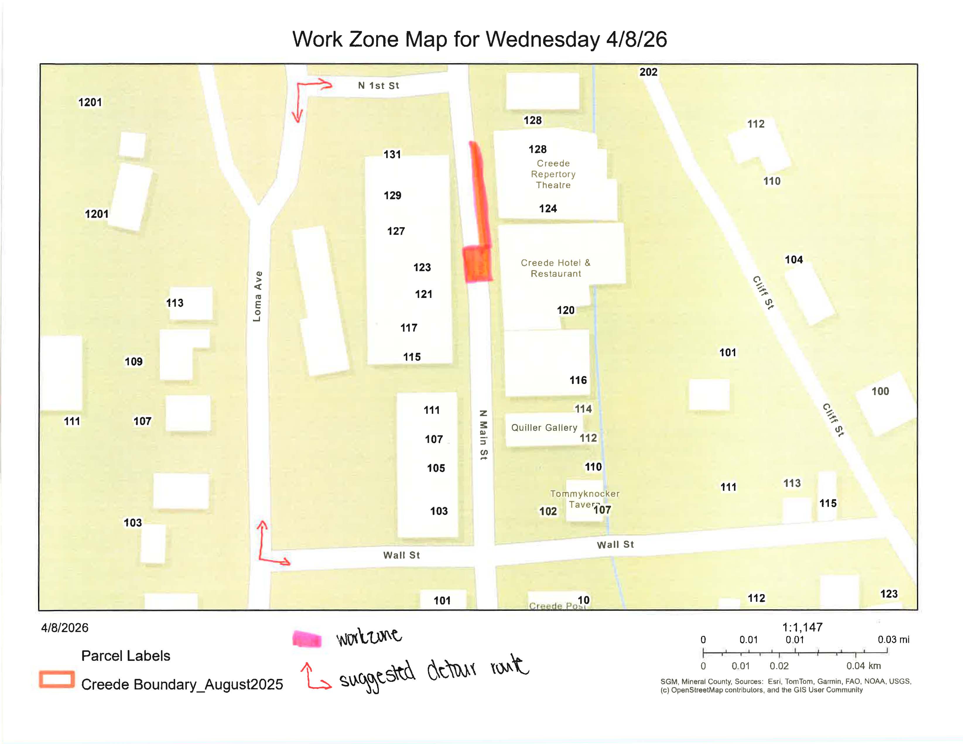 Water Service Line Project -- Detour Map